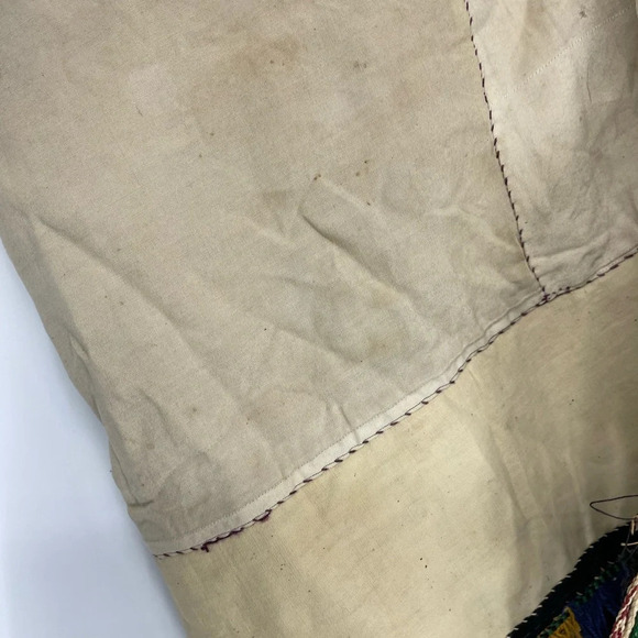 Vintage fabric ceremonial saddle blanket embroidered shawl wall hanging - Picture 7 of 8